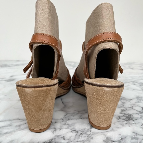 Baskets Buskins made in Brazil brown woven leather suede wedge sandals - Picture 4 of 10